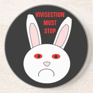 Vivisection Must Stop Sad Lab Rabbit Coasters