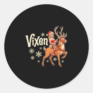 Vixen christmas reindeer pin up girl vintage santa classic round sticker