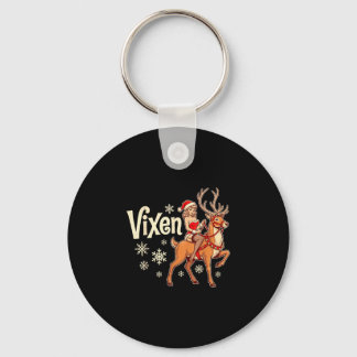 Vixen christmas reindeer pin up girl vintage santa key ring