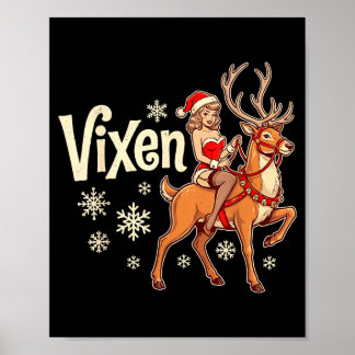 Vixen christmas reindeer pin up girl vintage santa poster