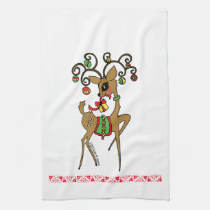 "Vixen" Cute Anime Reindeer Tea Towel