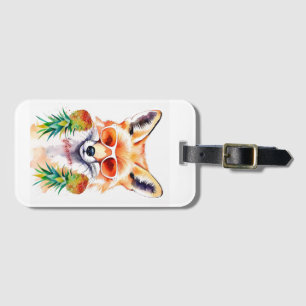 Vixen fox with upside-down pineapples luggage tag