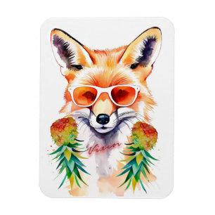 Vixen fox with upside-down pineapples magnet