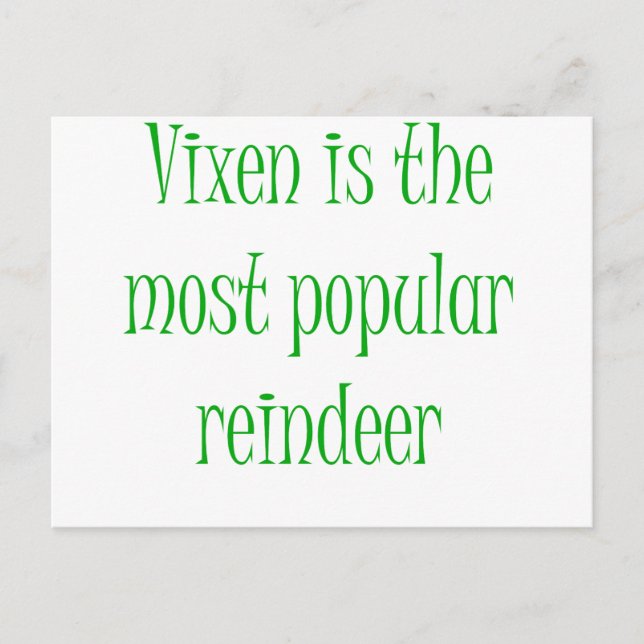 Vixen is the Most Popular Reindeer Postcard (Front)