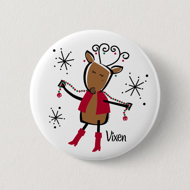 Vixen Reindeer 6 Cm Round Badge (Front)