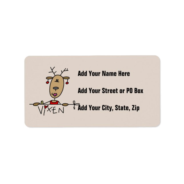 Vixen Reindeer Christmas Tshirts and Gifts Label (Front)