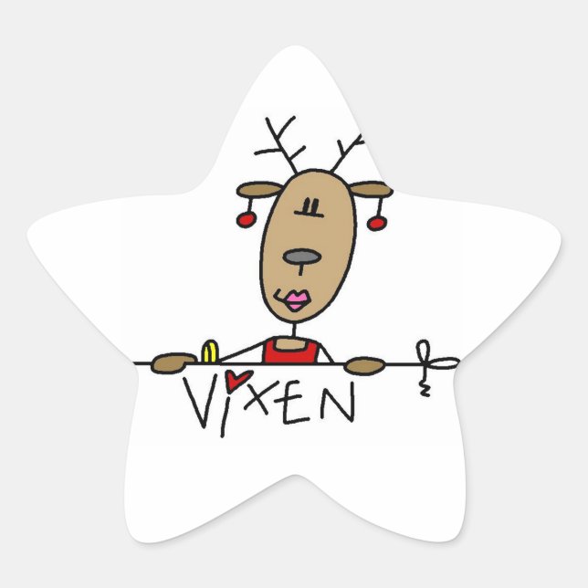 Vixen Reindeer Christmas Tshirts and Gifts Star Sticker (Front)