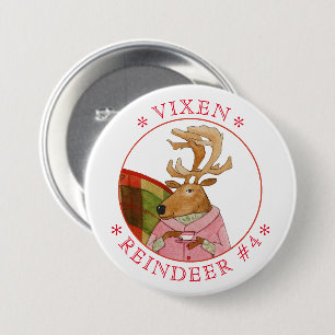 VIXEN REINDEER Round Pin Button