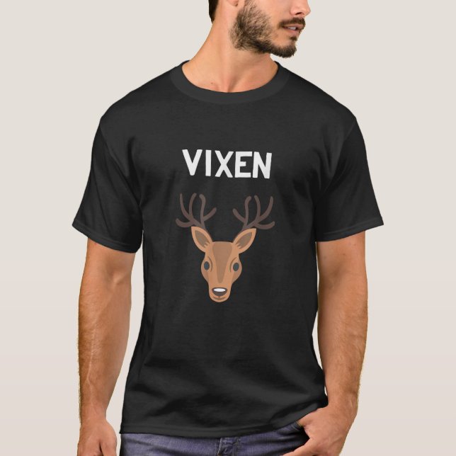 Vixen Santa Reindeer Matching Family Group Christm T-Shirt (Front)