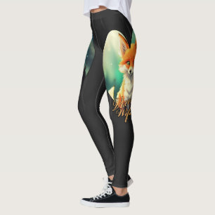 Vixen Wife cute fox with stag silhouette Leggings