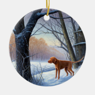 Vizla Let It Snow Christmas Ceramic Ornament