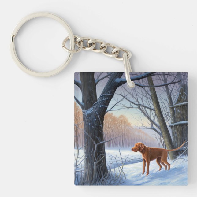 Vizla Let It Snow Christmas  Key Ring (Front)