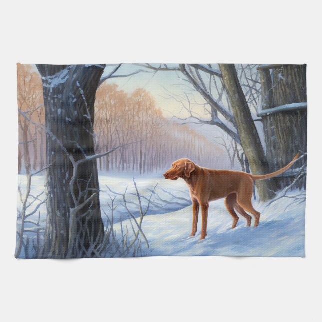 Vizla Let It Snow Christmas  Tea Towel (Horizontal)