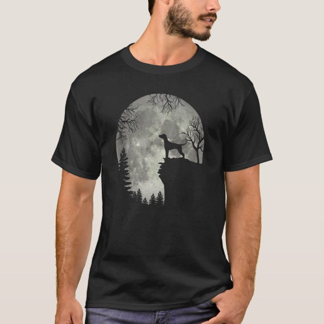 Vizsla And Moon Halloween T-Shirt (Front)