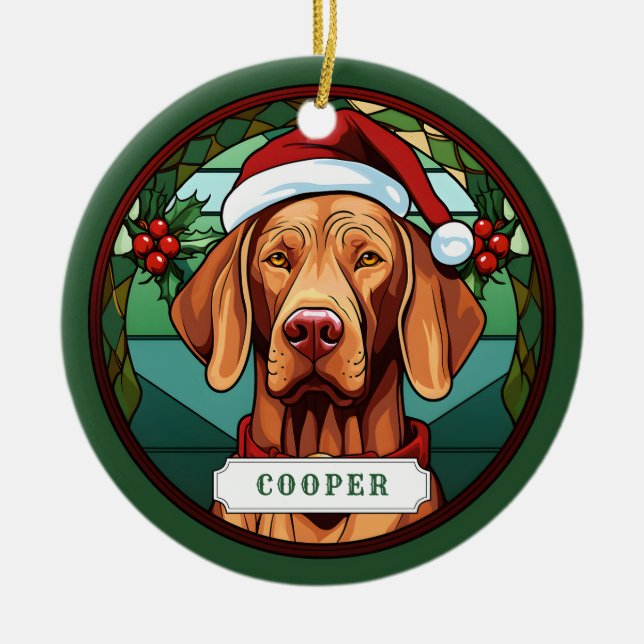 Vizsla Ceramic Circle Ornament (Front)