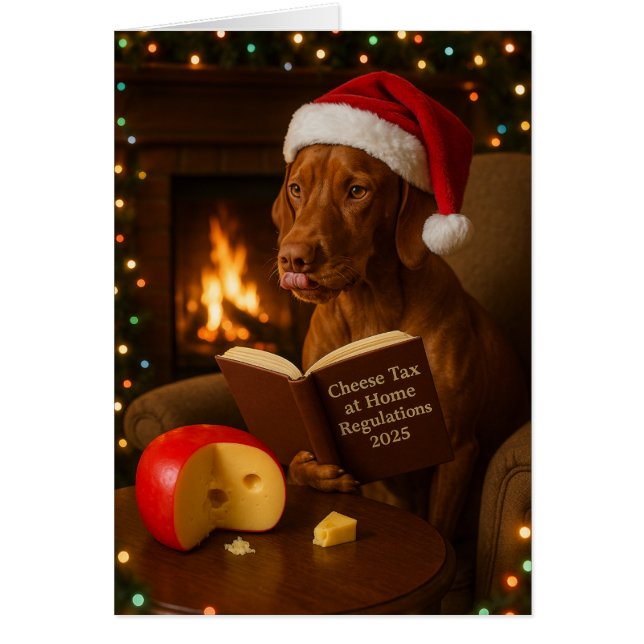 Vizsla 'Cheese Tax' Christmas card (Front)