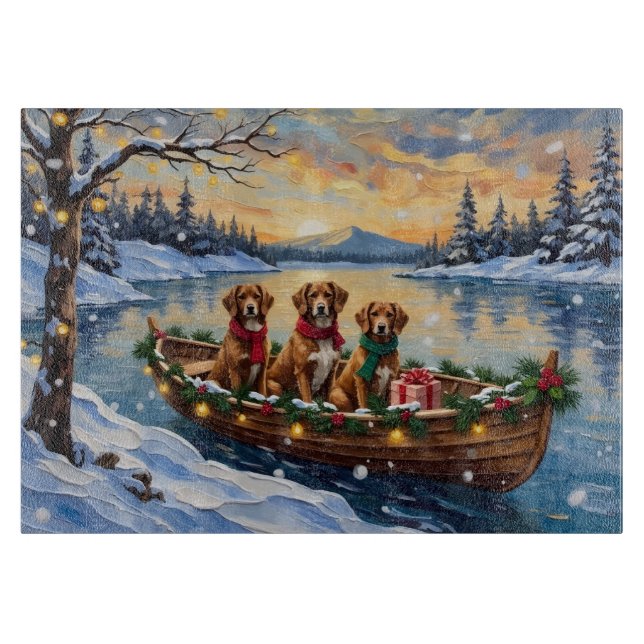 Vizsla Christmas Boat Holiday Cutting Board (Front)