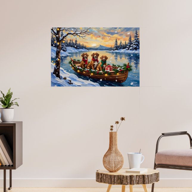 Vizsla Christmas Boat Holiday Poster (Living Room 3)