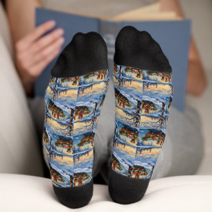 Vizsla Christmas Boat Holiday Socks