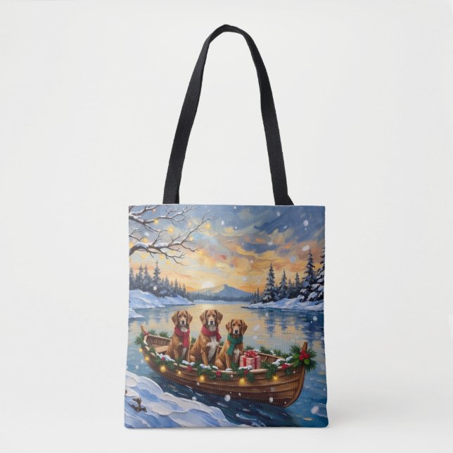 Vizsla Christmas Boat Holiday Tote Bag (Front)