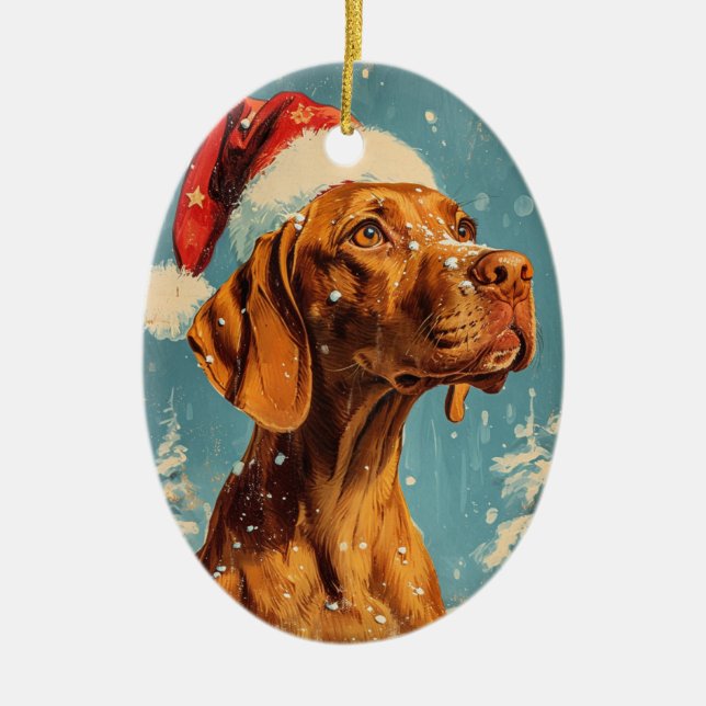 Vizsla Christmas Ceramic Ornament (Front)