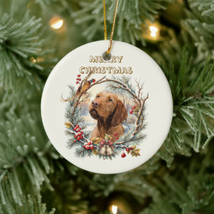 Vizsla Christmas  Ceramic Ornament