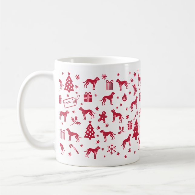 Vizsla Christmas Design Coffee Mug (Left)
