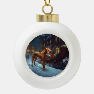 Vizsla Christmas Festive Season Ceramic Ball Christmas Ornament