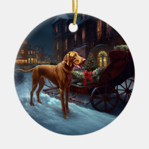 Vizsla Christmas Festive Season Ceramic Ornament