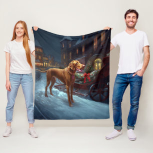 Vizsla Christmas Festive Season  Fleece Blanket