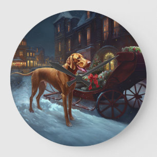 Vizsla Christmas Festive Season  Large Clock