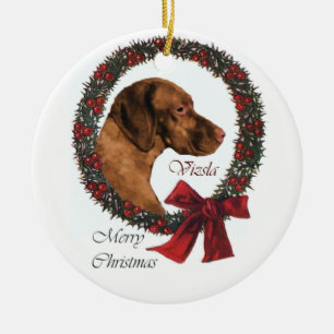 Vizsla Christmas Gifts Ceramic Ornament