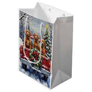 Vizsla Christmas Red Truck Holiday Medium Gift Bag