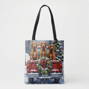 Vizsla Christmas Red Truck Holiday Tote Bag