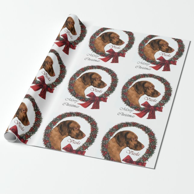 Vizsla Christmas Wrapping Paper (Unrolled)