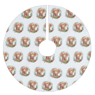 Vizsla Christmas Wreath Festive Pup Brushed Polyester Tree Skirt
