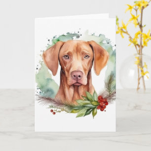 Vizsla Christmas Wreath Festive Pup  Card