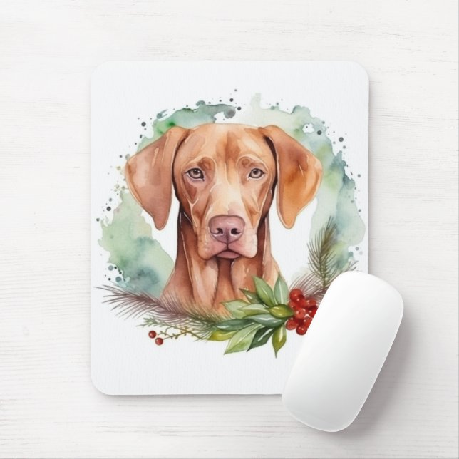 Vizsla Christmas Wreath Festive Pup  Mouse Pad (With Mouse)