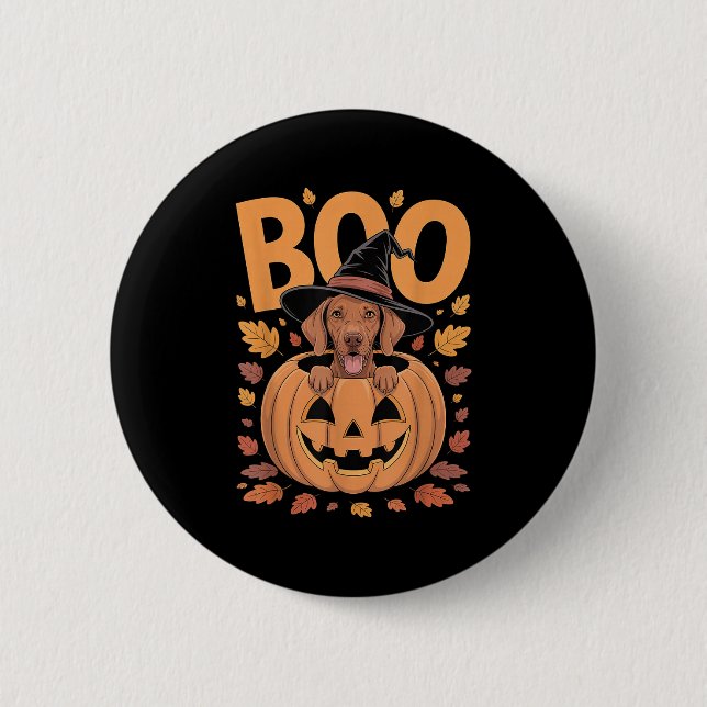 Vizsla Costume On Pumpkin Halloween Vizsla  6 Cm Round Badge (Front)