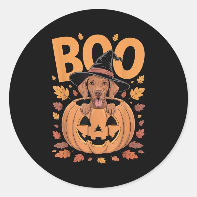 Vizsla Costume On Pumpkin Halloween Vizsla  Classic Round Sticker (Front)