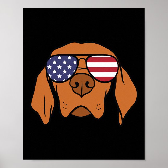 Vizsla Dog 4th Of July  Poster (Front)