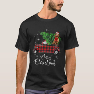 Vizsla Dog Breed Red Truck Christmas Funny Dog T-Shirt