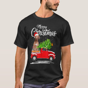 Vizsla Dog Breed Ride Red Truck Christmas Pajama T-Shirt