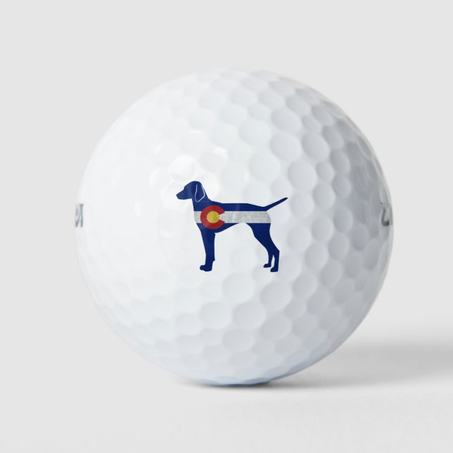 Vizsla Dog Breed Silhouette Colorado Flag Golf Balls (Front)