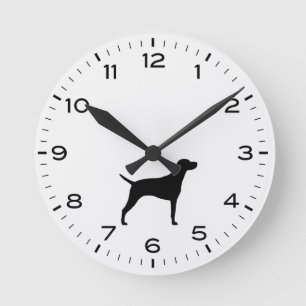 Vizsla Dog Breed Silhouette Round Clock