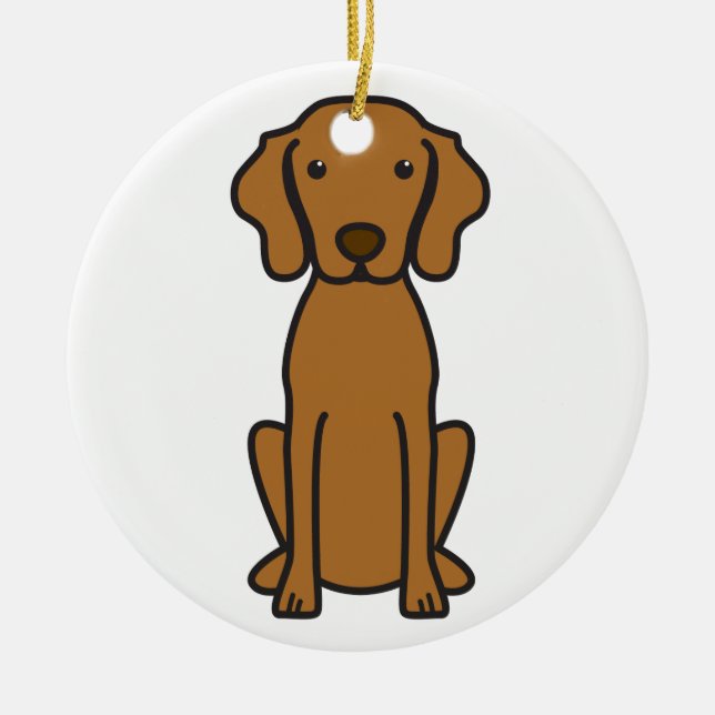 Vizsla Dog Cartoon Ceramic Tree Decoration (Front)