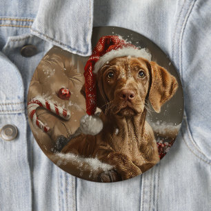 Vizsla Dog Christmas Festive 6 Cm Round Badge