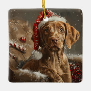 Vizsla Dog Christmas Festive  Ceramic Ornament