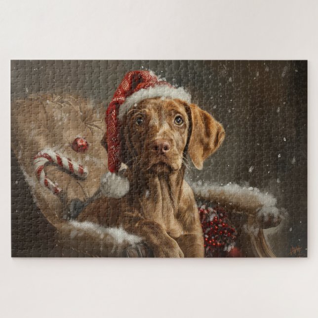 Vizsla Dog Christmas Festive  Jigsaw Puzzle (Horizontal)