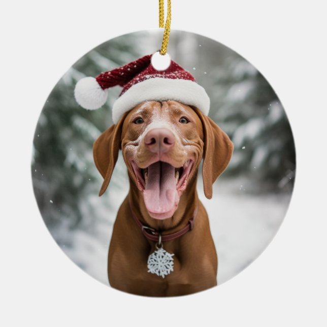 Vizsla Dog Christmas Keepsake Ceramic Ornament (Front)
